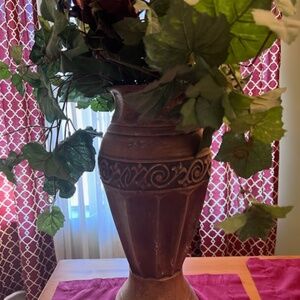 Ceramic Planter Rustic Orange/Brown 19.5 inches tall